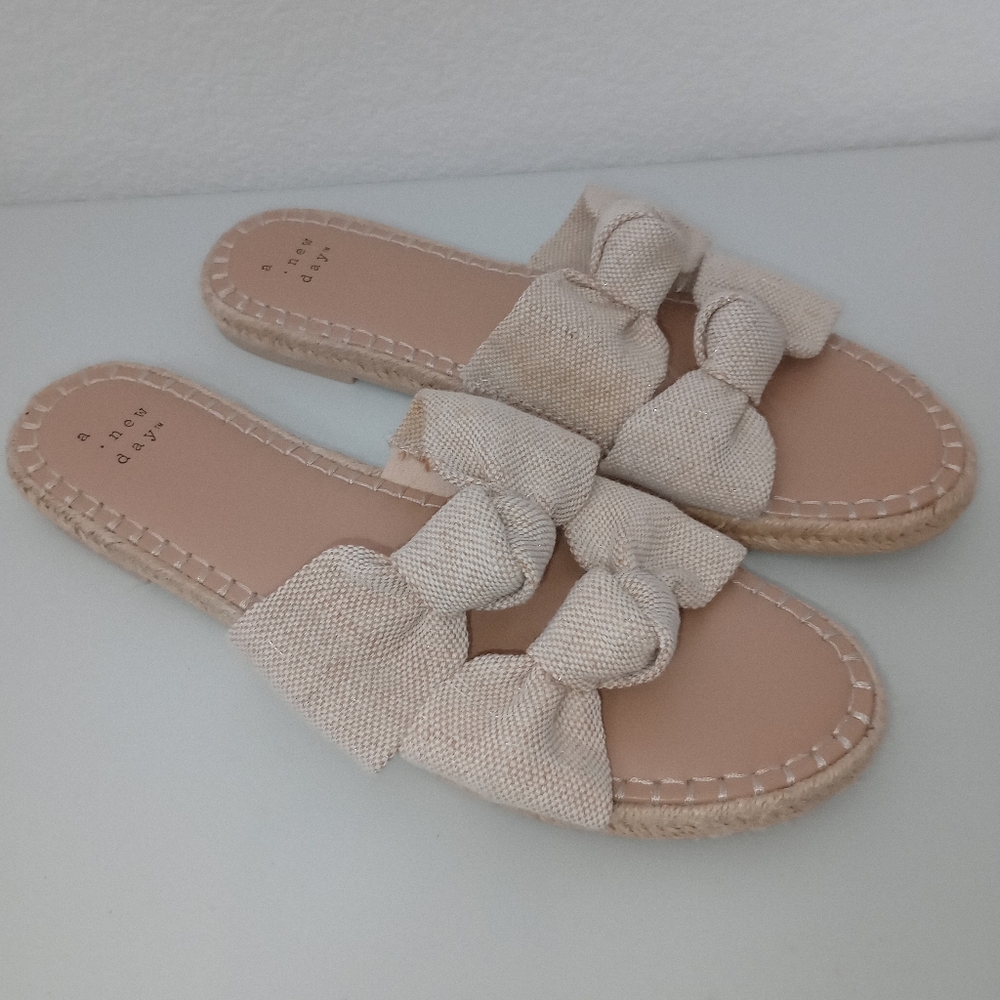A New Day Cream Espadrille Slide Sandals with Bow